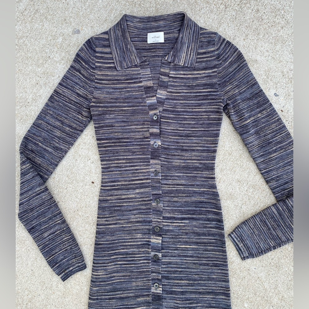 NWOT Wilfred Cove Dress by Aritzia Slinky Bodycon Button Down Dress